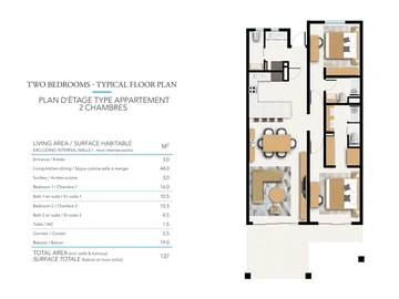 Appartement de 2 Chambres