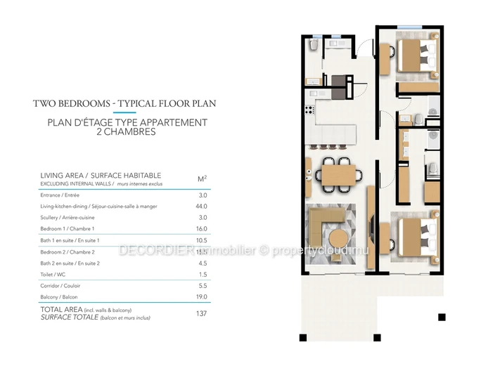 Appartements de haut standing dans une résidence sécurisée.