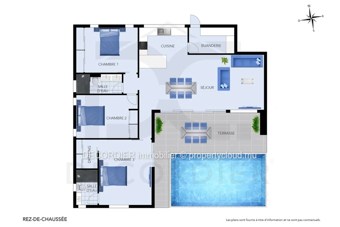 Villa contemporaine de plain-pied avec piscine