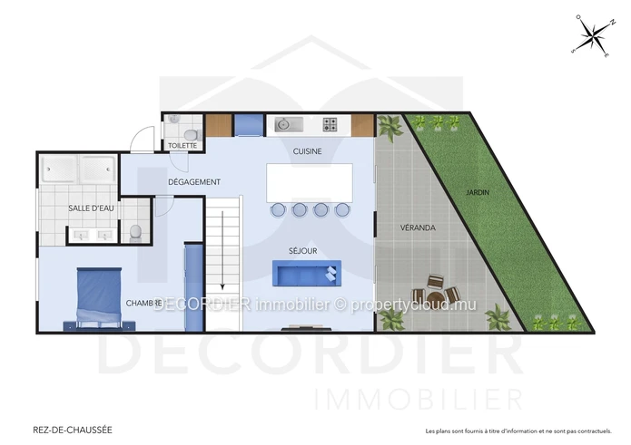 Magnifique appartement de type duplex situé à Pointe aux Cannoniers