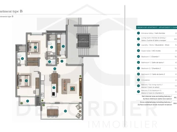 Appartement de 3 Chambres