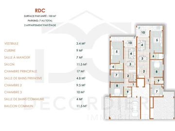 Appartement de 3 Chambres