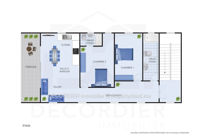 Apartment located on the 2nd floor at 5 minutes walk from the beach