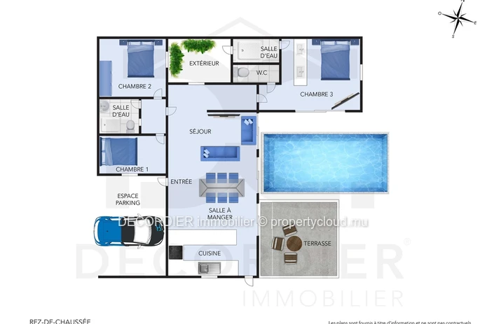 Modern villa with garden and pool