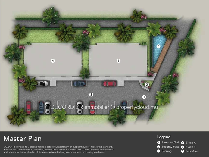 Penthouse situé dans un complexe résidentiel à 10 minutes à pied de la plage