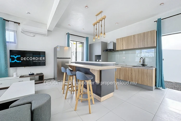 New single storey house with swimming pool and garden